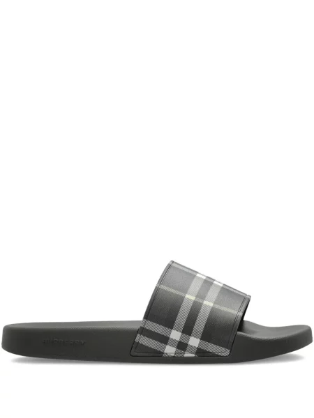 Papuci Burberry în carouri gri