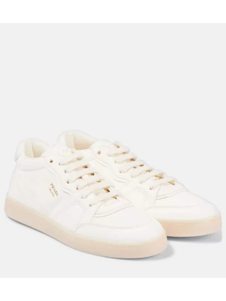 Usnjene superge Prada z avtogramom bela