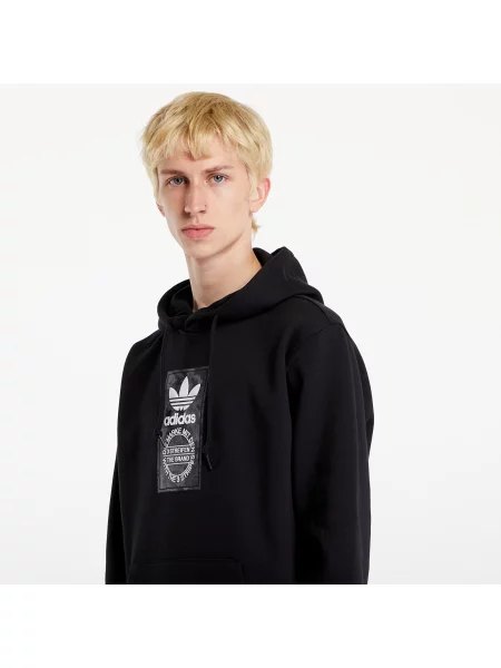 Суичър с качулка Adidas Originals с качулка с принт черно