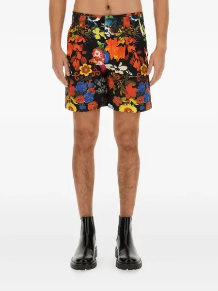 Pantaloni scurți Moschino cu model floral negru