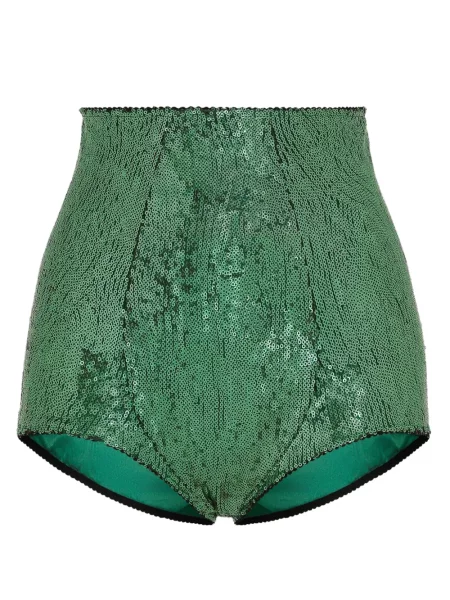 Pantaloni culottes Dolce & Gabbana cu paiete verde