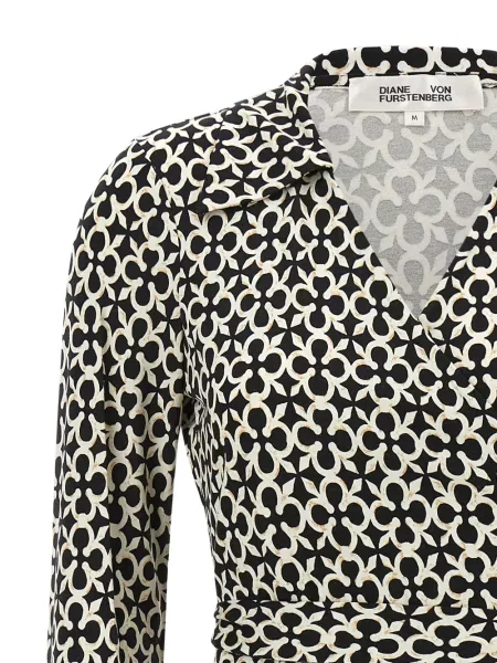 Мини рокля Dvf Diane Von Furstenberg с принт с прехлупване черно