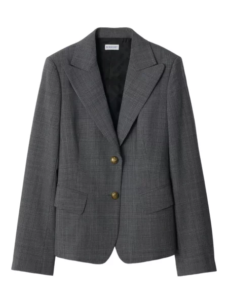 Sacou în carouri Burberry de lână în carouri gri