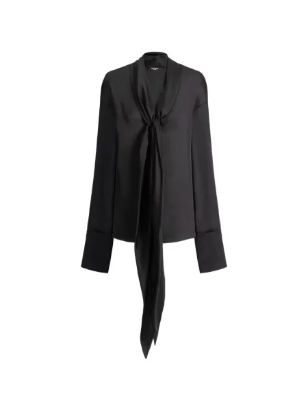Gulerat cămașă Balmain de mătase cu legături negru