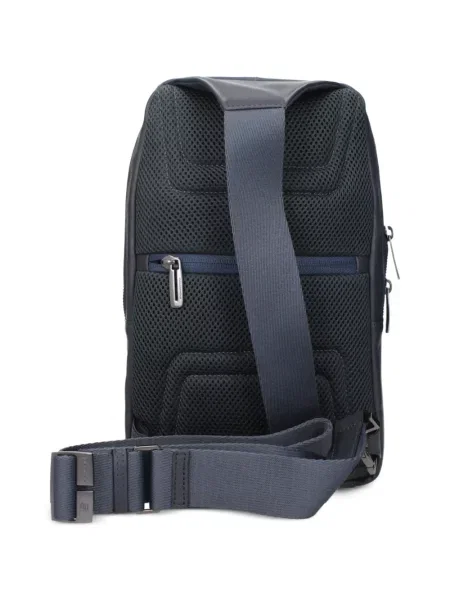 Bőr crossbody táska Piquadro autogrammal kék