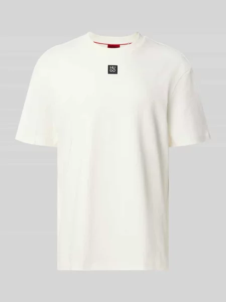 HUGO t-shirt gładki beżowy