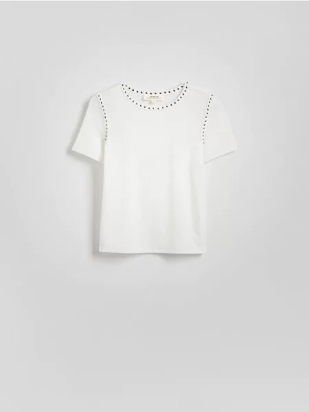Reserved T-shirt z ćwiekami biały