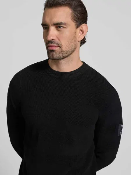 Sweter o kroju regular fit z czystej bawełny Tom Tailor Denim czarny
