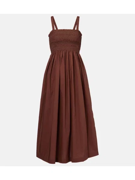 Rochie midi Heidi Klein până la genunchi din poplin de costum maro