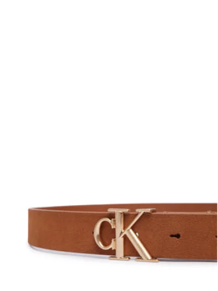 Dámsky opasok Calvin Klein Round Ck Buckle Suede hnedá