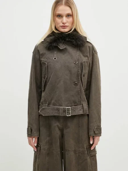 Kenzo geacă Dyed Canvas Comber femei de tranzitie maro