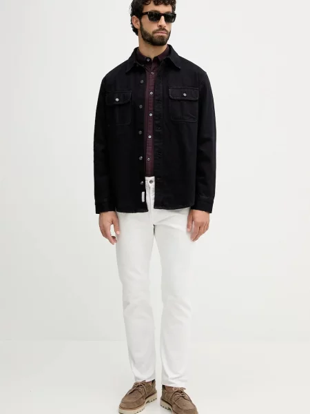 Calvin Klein Jeans koszula jeansowa granatowy relaxed z kołnierzykiem klasycznym
