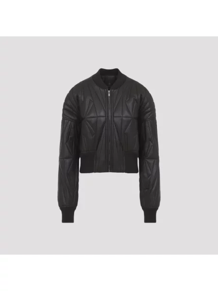 Kurtka skórzana Moncler o skróconej długości czarna