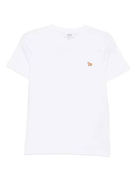 Tricou Maison Kitsune cu broderie alb