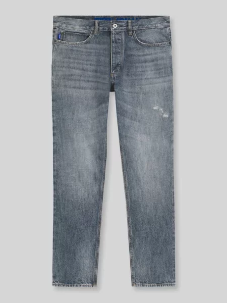Jeansy o kroju straight fit z naszywką z logo model Jonah' Hugo Blue niebieskie