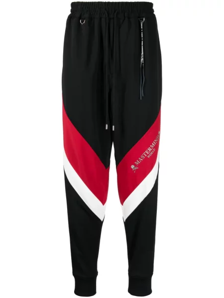 Pantaloni Mastermind World cu dungi cu imagine negru