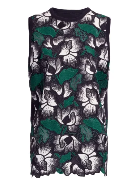 Top Elie Saab cu model floral negru