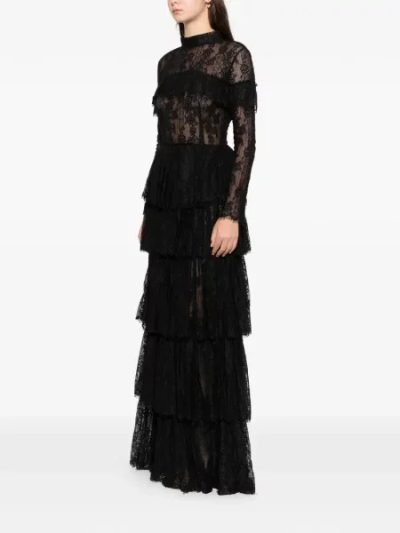 Rochie maxi Saiid Kobeisy din dantelă lungă de costum negru