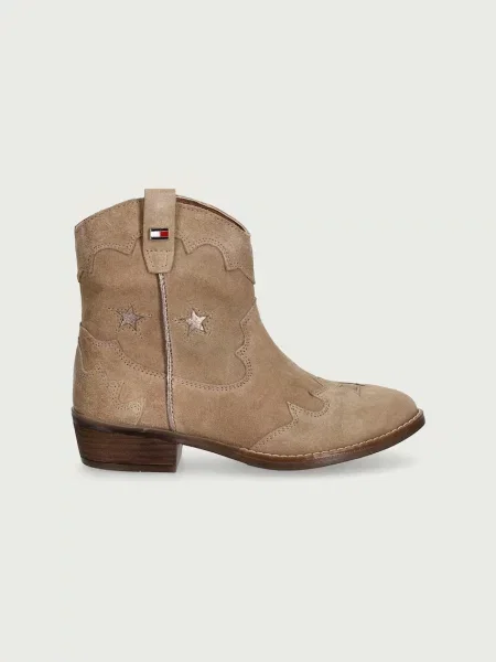 Tommy Hilfiger botine pentru copii din piele întoarsă bej