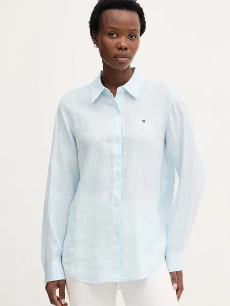 Tommy Hilfiger koszula lniana niebieska