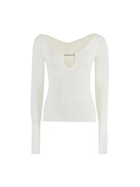 Dzianinowy sweter Jacquemus biały