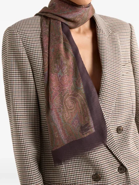 Fular Etro cu model floral maro
