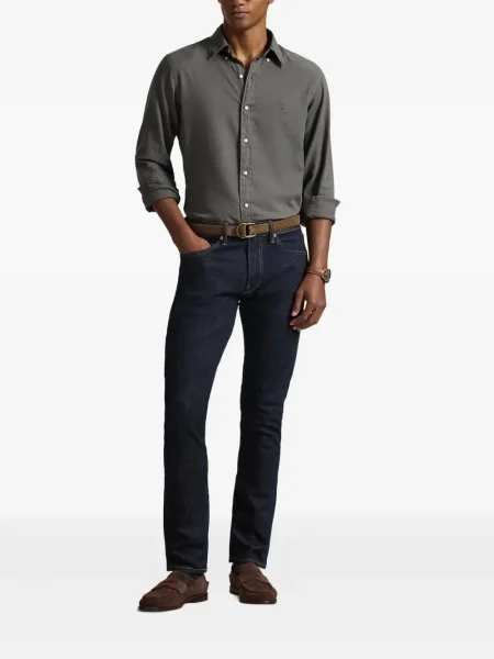 Dlouhá pruhovaná s límcem kšiltovka Polo Ralph Lauren modrá