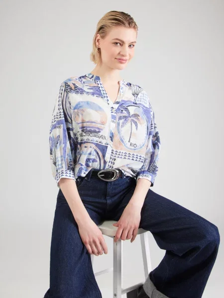 Emily Van Den Bergh Blúzka piesková / indigo / nebesky / broskyňová modrá