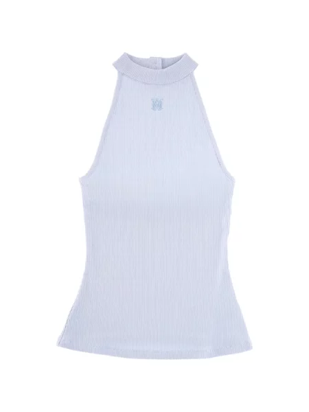 Top Amiri tricotate cu gât halter albastru