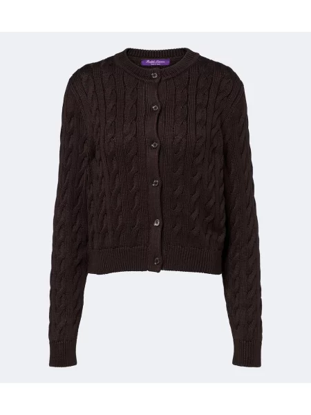 Cardigan Ralph Lauren Collection de mătase maro