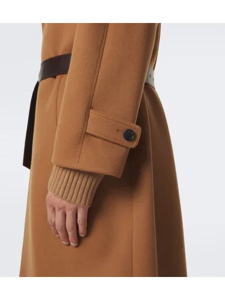 Cu centură palton Saint Laurent de lână maro