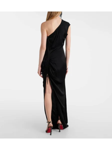 Rochie Vivienne Westwood din satin drapată cu un umăr gol negru