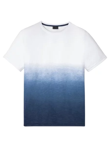 T-shirt z czystej bawełny slim fit niebieska