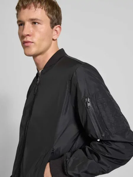 Kurtka blouson o kroju regular fit z kołnierzem w stylu college model JOSHUA' Only & Sons czarna
