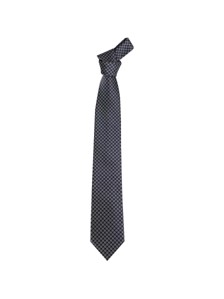 Cravată Zegna de mătase cu imprimeu geometric albastru