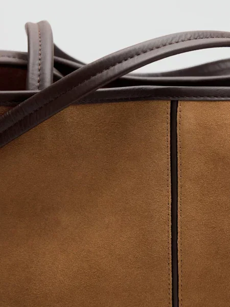 Torba typu tote ze skóry zamszowej średni Kobieta uniwersalny MANGO brązowy