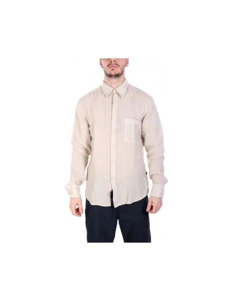 Koszula Boss Orange casual z długim rękawem beżowa