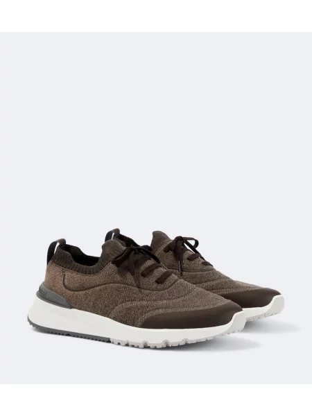 Sneakerși Brunello Cucinelli tricotate maro