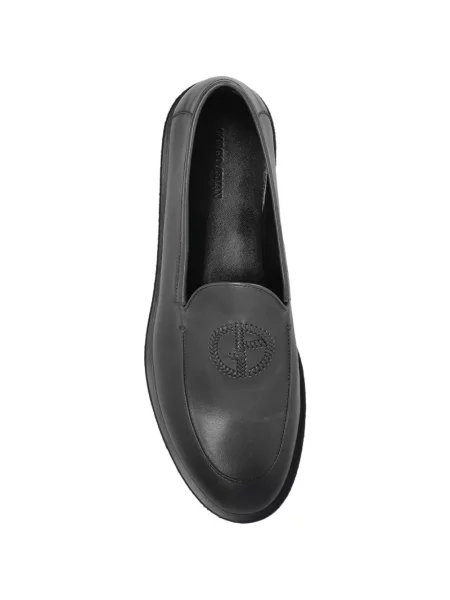 Δερμάτινα σκαρπινια Giorgio Armani με κέντημα μαύρο