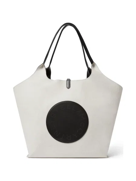 Geantă shopper Stella Mccartney din canvas cu autograf alb