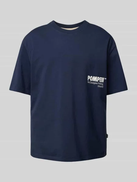 T-shirt z nadrukiem z logo Pompeii Brand granatowa