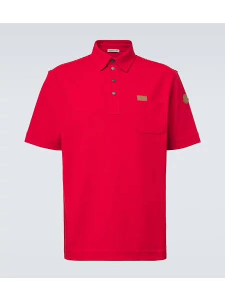 Tricou polo Moncler din piele roșu