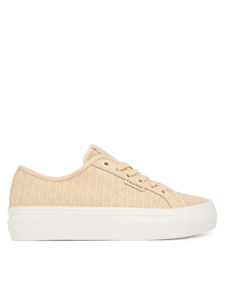 Calvin Klein Сникърси Vulc Flatf Laceup Jaq Aop Светложълт