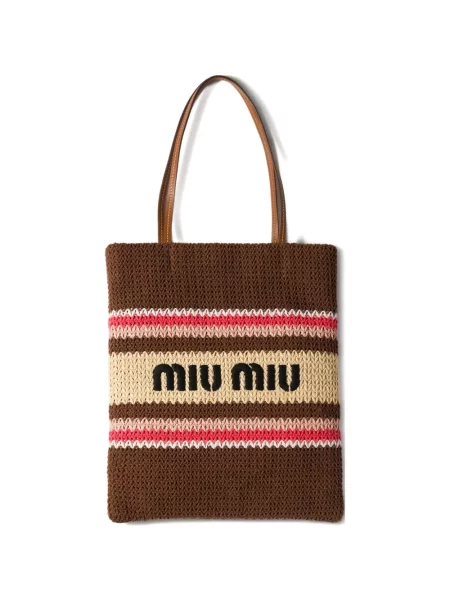 Geantă Miu Miu cu broderie maro