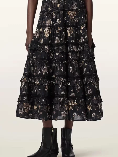 AllSaints fustă TALIA negru