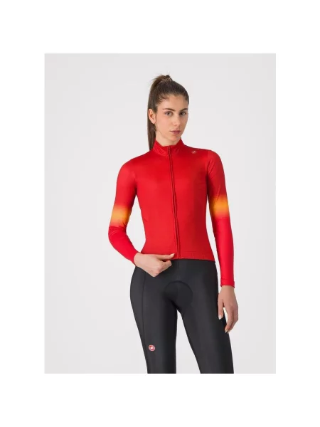 Koszulka rowerowa castelli corso thermal z długim rękawem jaskrawoczerwony XL czerwona