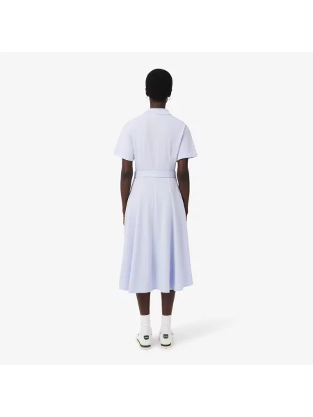 Lacoste Rozkloszowana Sukienka Polo Wykonana Z Dzianiny Petit Piqué niebieska