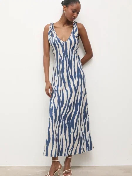 Answear.LAB sukienka maxi prosta granatowy