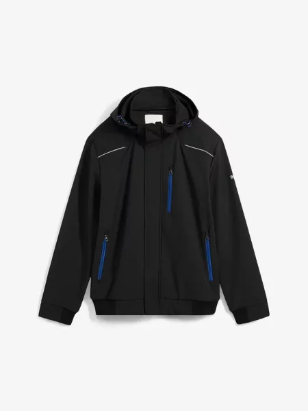 Hydrofobowa kurtka typu softshell o kroju bomberki z kapturem czarny