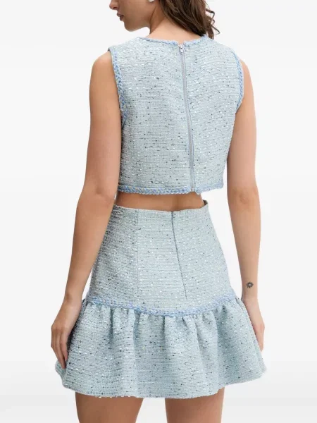 Bouclé top Bardot albastru
